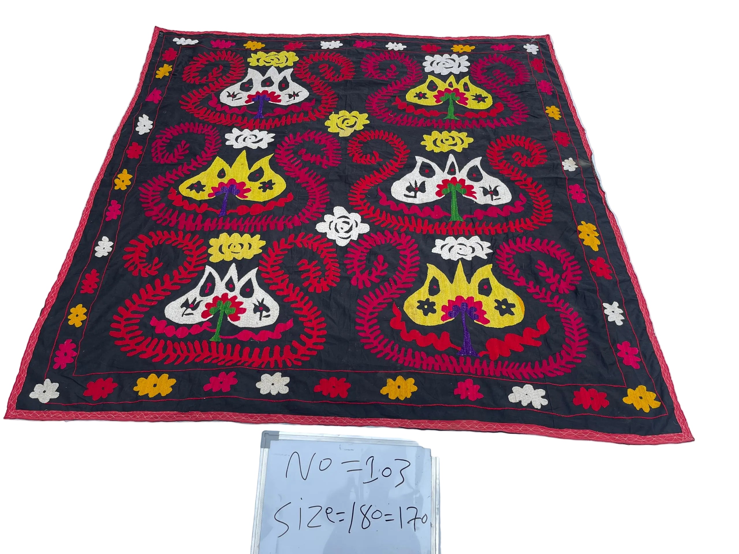 Handmade Silk Embroidery Panel — Afghan Artisan Wall & Headboard Décor